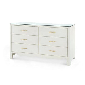 Gianna Extra Large 6-Drawer with Glass Top, Spring Green-Blue Hand Home