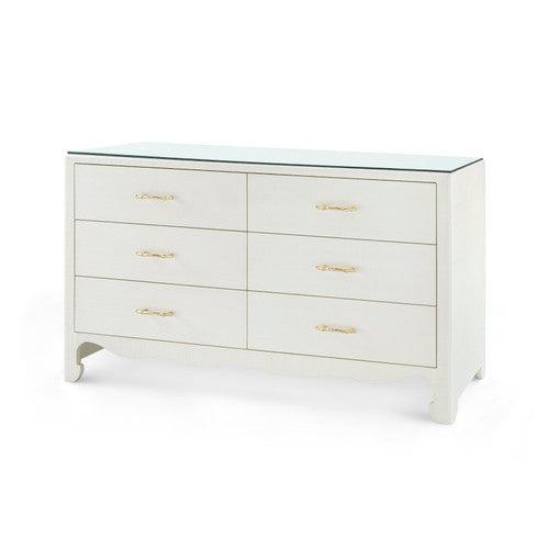 Gianna Extra Large 6-Drawer with Glass Top, Spring Green-Blue Hand Home
