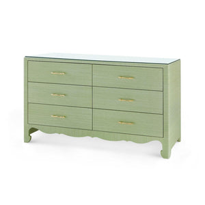 Gianna Extra Large 6-Drawer with Glass Top, Spring Green-Blue Hand Home
