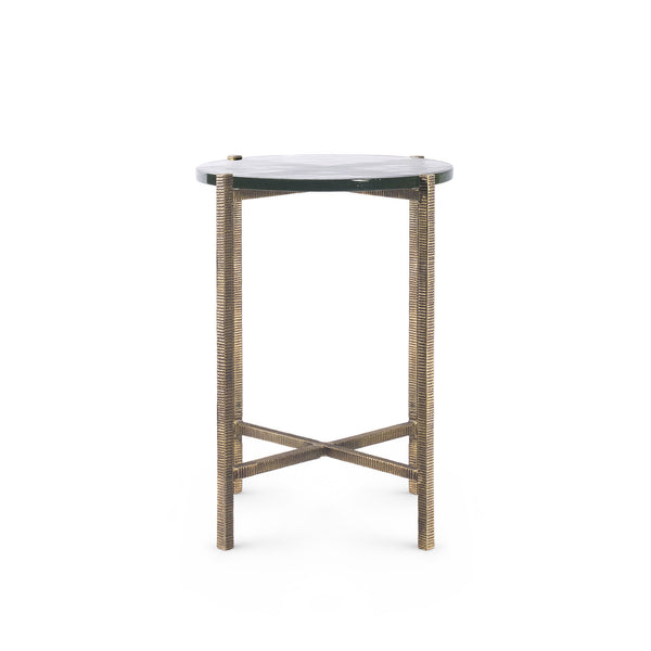 Gideon Large Accent Table, Antique Brass-Blue Hand Home