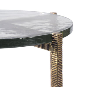 Gideon Large Accent Table, Antique Brass-Blue Hand Home