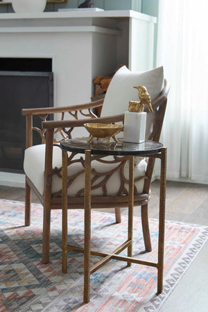 Gideon Large Accent Table, Antique Brass-Blue Hand Home