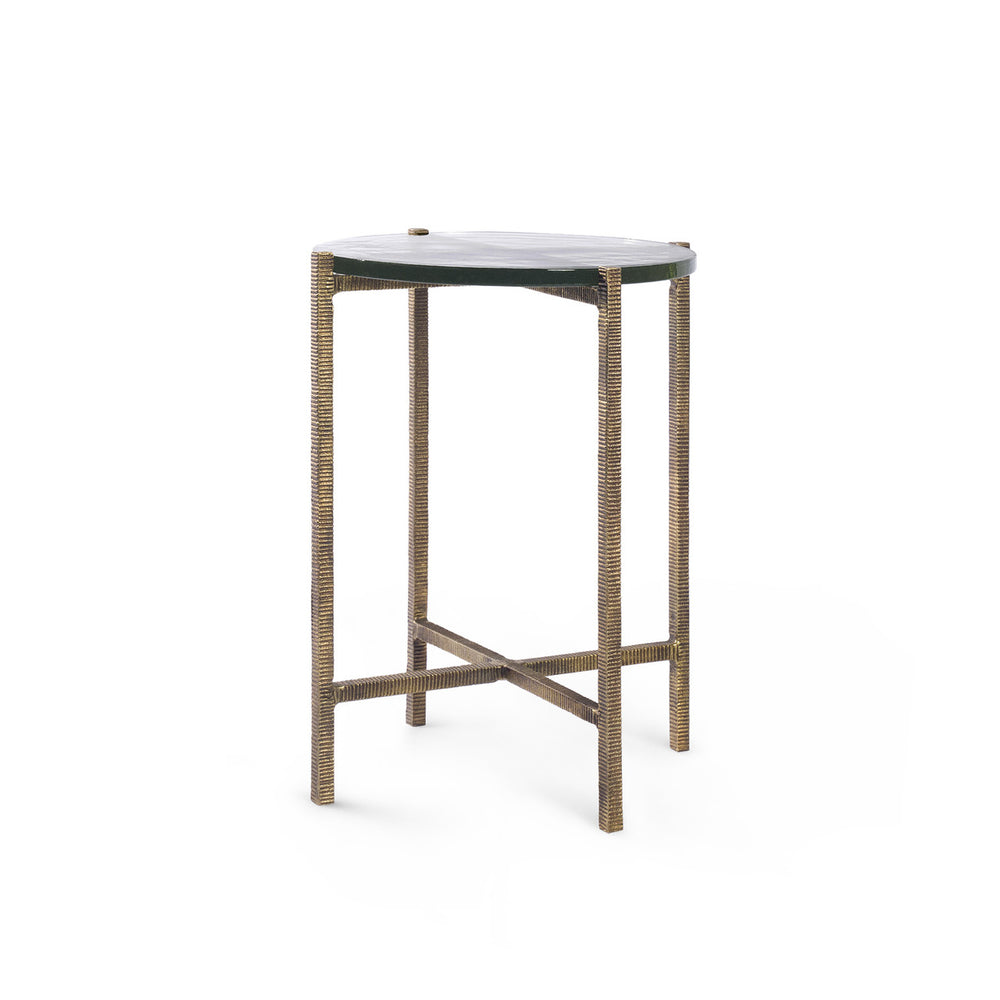 Gideon Large Accent Table, Antique Brass-Blue Hand Home