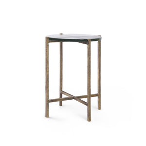 Gideon Large Accent Table, Antique Brass-Blue Hand Home