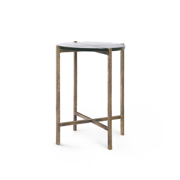 Gideon Large Accent Table, Antique Brass-Blue Hand Home
