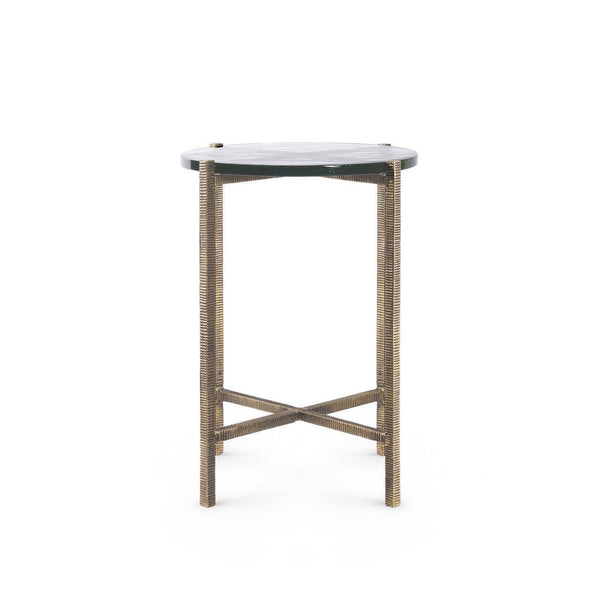 Gideon Large Accent Table, Antique Brass-Blue Hand Home