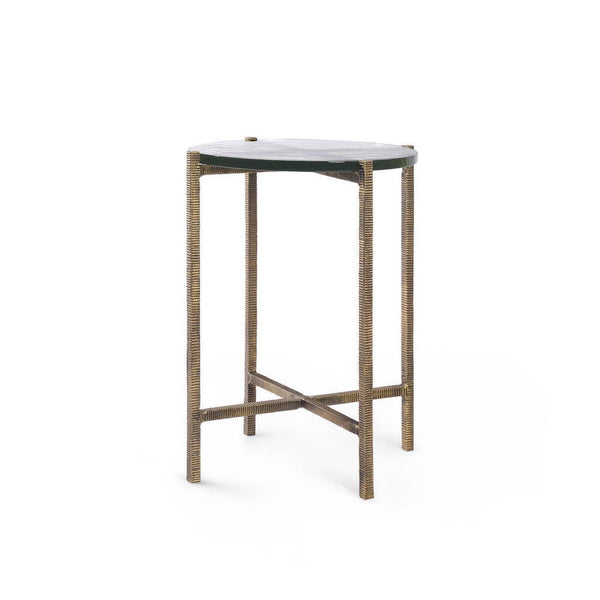Gideon Large Accent Table, Antique Brass-Blue Hand Home