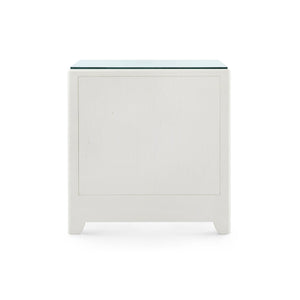 Gianna 3-Drawer Side Table with Glass Top, Sand White