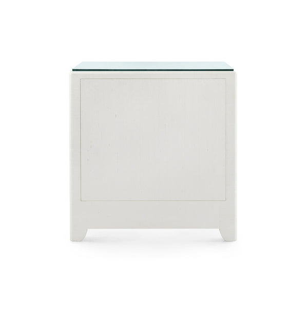 Gianna 3-Drawer Side Table with Glass Top, Sand White