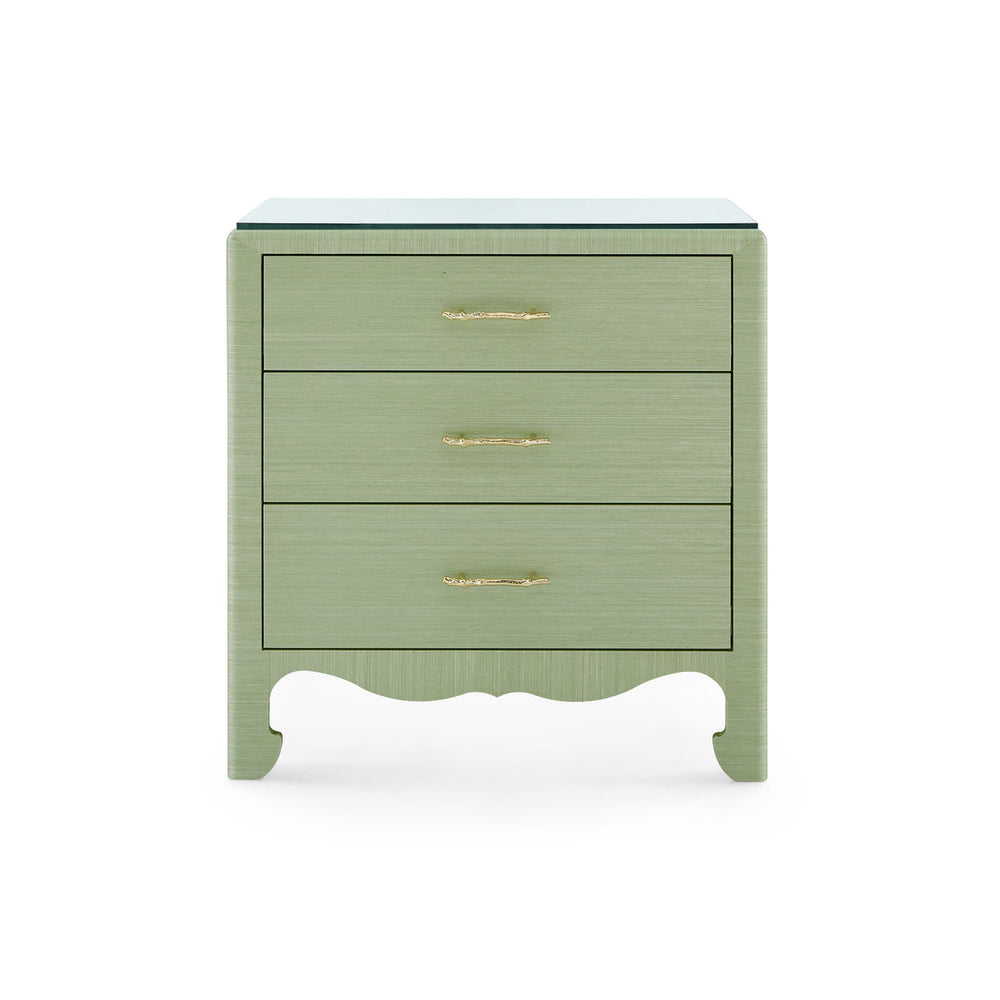 Gianna 3-Drawer Side Table with Glass Top, Spring Green-Blue Hand Home