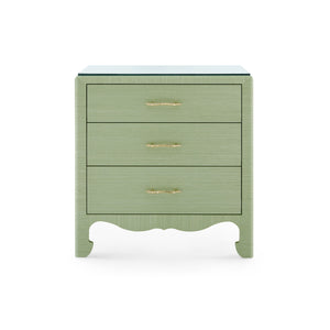 Gianna 3-Drawer Side Table with Glass Top, Spring Green