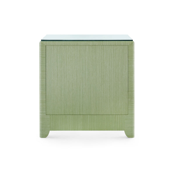 Gianna 3-Drawer Side Table with Glass Top, Spring Green
