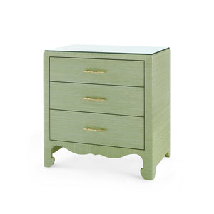 Gianna 3-Drawer Side Table with Glass Top, Sand White
