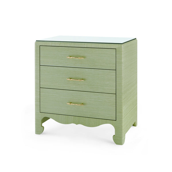 Gianna 3-Drawer Side Table with Glass Top, Sand White