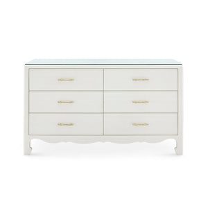 Gianna Extra Large 6-Drawer with Glass Top, Sand White