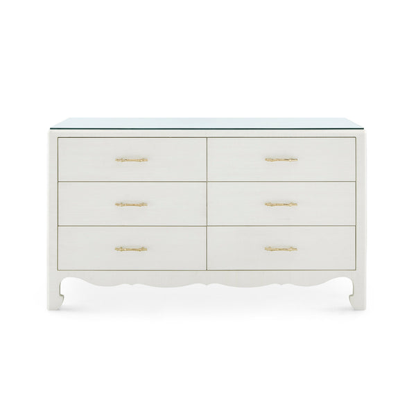 Gianna Extra Large 6-Drawer with Glass Top, Sand White