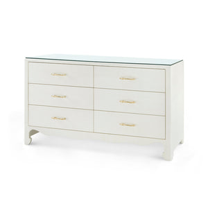 Gianna Extra Large 6-Drawer with Glass Top, Sand White