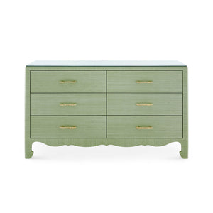 Gianna Extra Large 6-Drawer with Glass Top, Spring Green