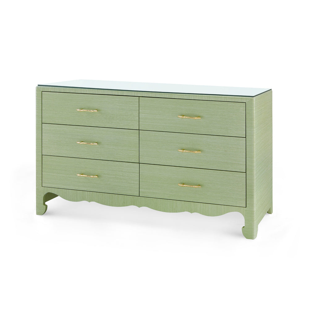 Gianna Extra Large 6-Drawer with Glass Top, Spring Green-Blue Hand Home
