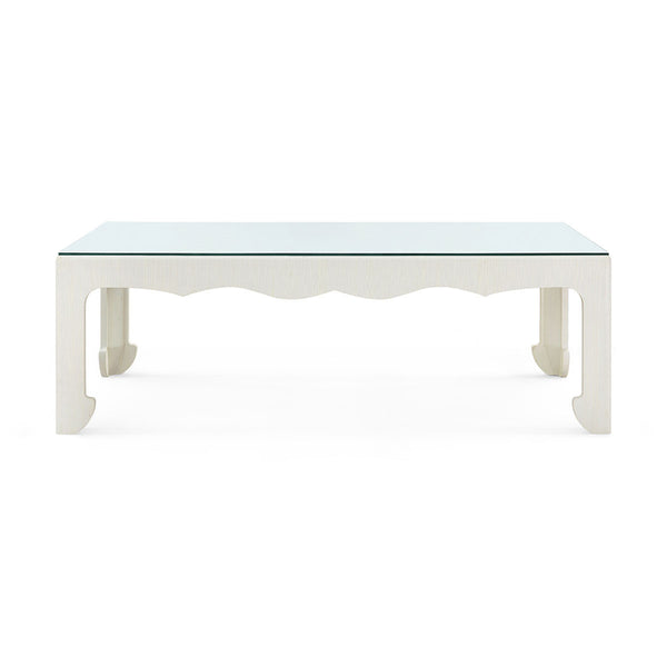 Gianna Coffee Table with Glass Top, Sand White