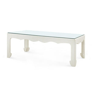 Gianna Coffee Table with Glass Top, Sand White