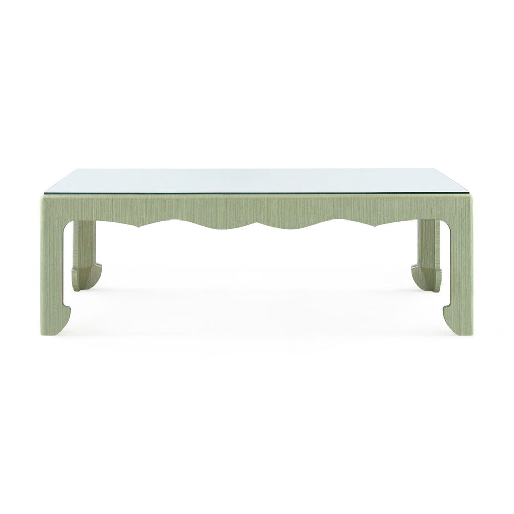 Gianna Coffee Table with Glass Top, Spring Green-Blue Hand Home