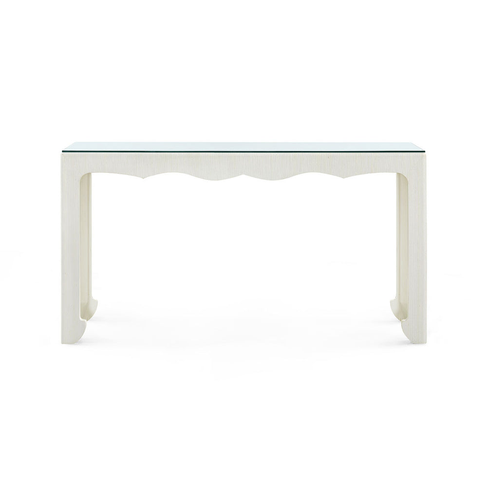 Gianna Console with Glass Top, Sand White-Blue Hand Home