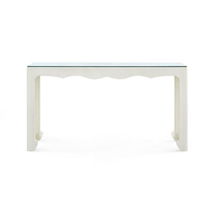 Gianna Console with Glass Top, Sand White