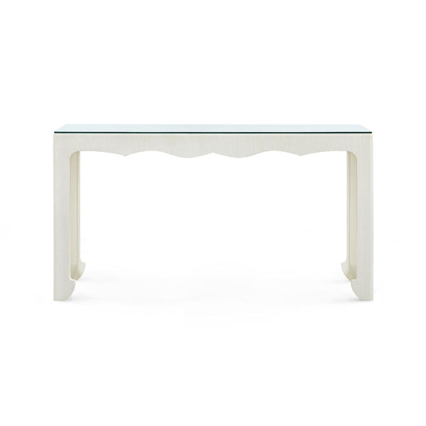 Gianna Console with Glass Top, Sand White