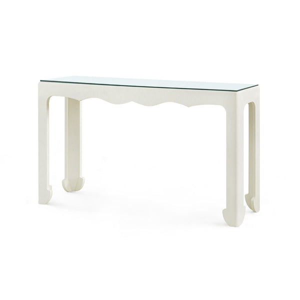 Gianna Console with Glass Top, Sand White