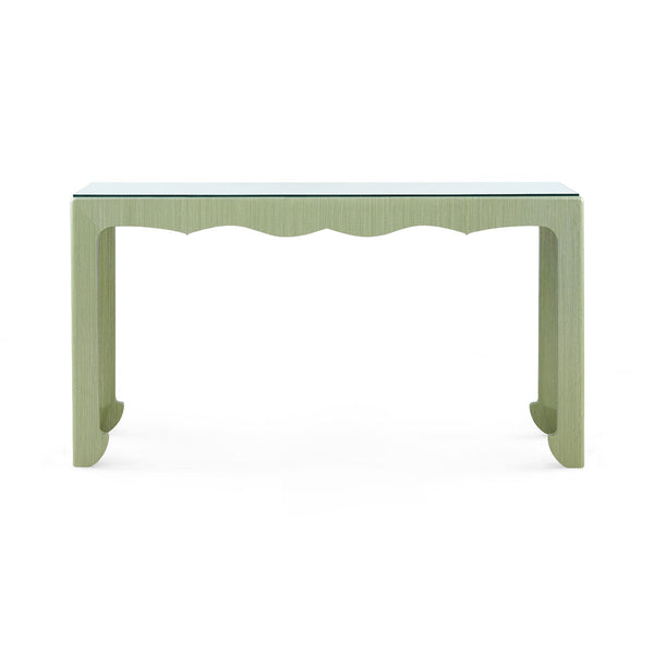 Gianna Console with Glass Top, Spring Green