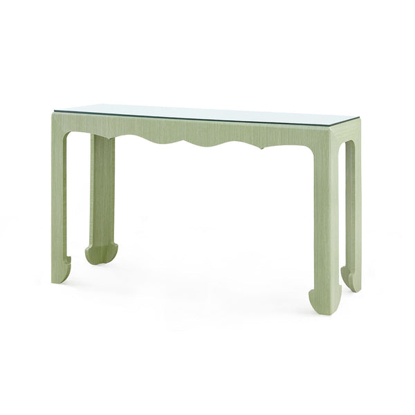Gianna Console with Glass Top, Spring Green