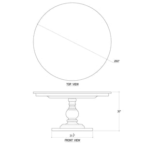 Goucho Round Dining Table 60''-Blue Hand Home