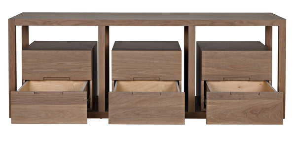Grant Console, Oak & Oak Plywood - 83x22x30-Blue Hand Home