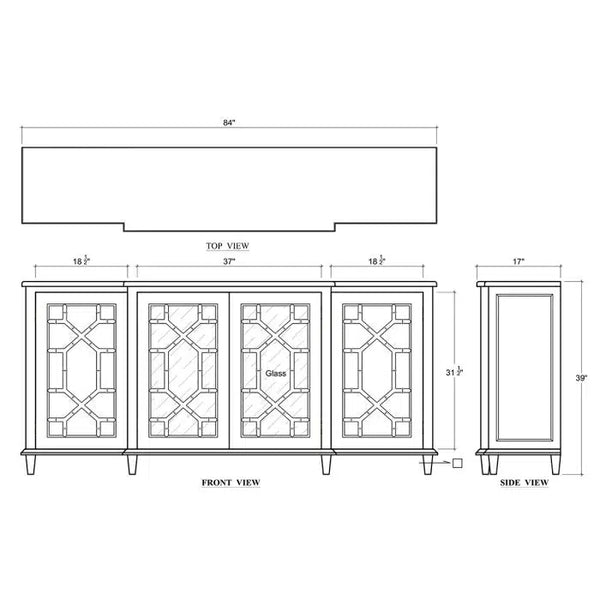 Bramble Grosvenor Credenza In True White Paint-Bramble-Blue Hand Home