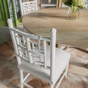 Grosvenor Dining Chair In True White W/ Arctic White Performance Fabric-Blue Hand Home