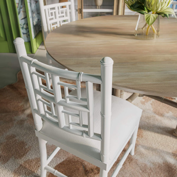 Grosvenor Dining Chair In True White W/ Arctic White Performance Fabric-Blue Hand Home