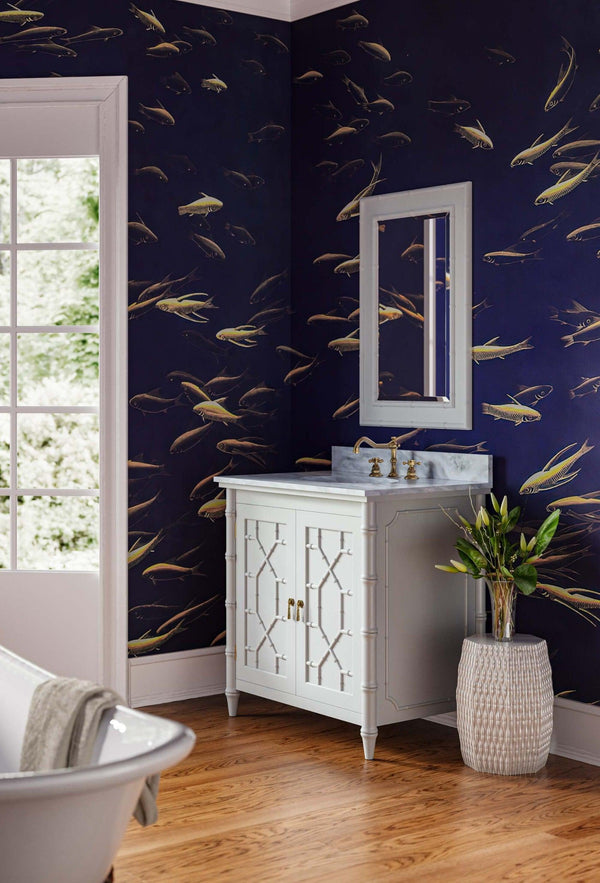 Grosvenor Single Vanity In True White W/ Sink & Marble Top-Blue Hand Home
