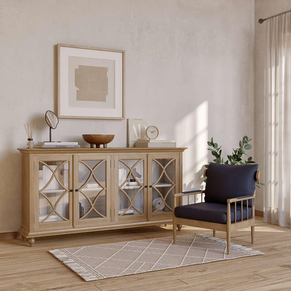 Hamilton 4 Door Buffet In Straw Wash & Architectural White-Blue Hand Home