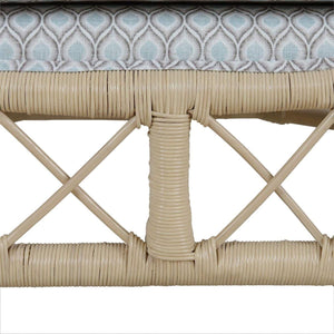 Hampton Rattan Wing Chair in Natural Rattan w/ Spivey Rost Fabric