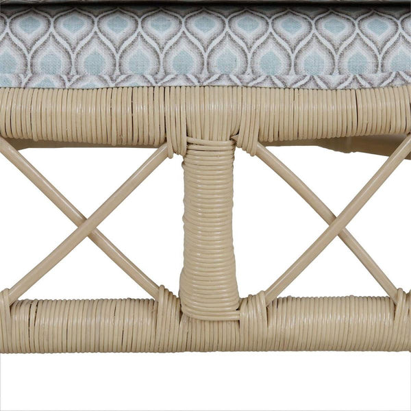 Hampton Rattan Wing Chair in Natural Rattan w/ Spivey Rost Fabric