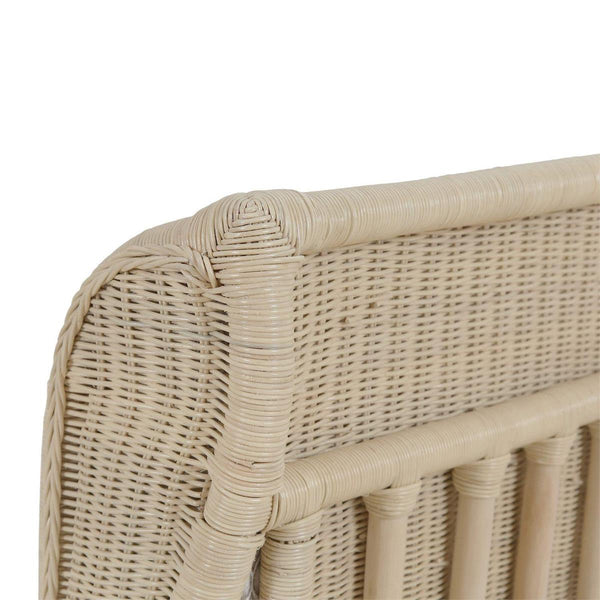 Hampton Rattan Wing Chair in Natural Rattan w/ Spivey Rost Fabric