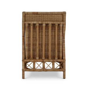 Bramble Hampton Rattan Wing Chair In Natural Rattan W/ Spivey Rost Fabric-Bramble-Blue Hand Home