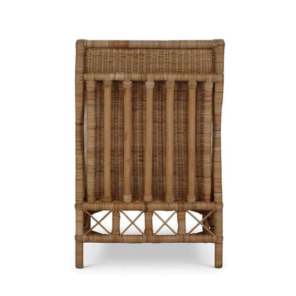 Bramble Hampton Rattan Wing Chair In Natural Rattan W/ Spivey Rost Fabric-Bramble-Blue Hand Home