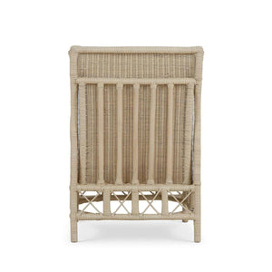 Hampton Rattan Wing Chair in Natural Rattan w/ Spivey Rost Fabric