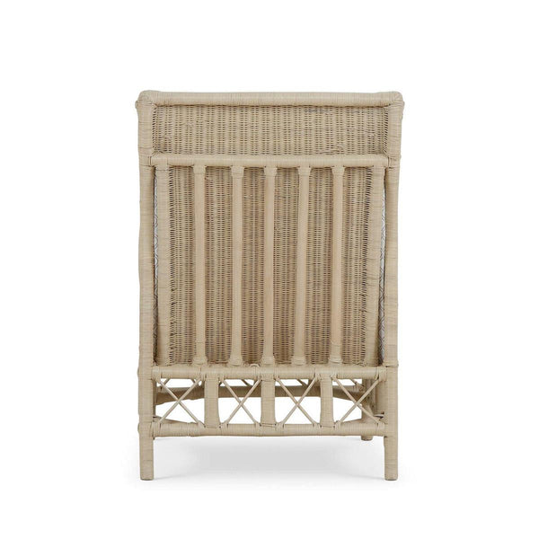 Hampton Rattan Wing Chair in Natural Rattan w/ Spivey Rost Fabric