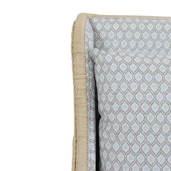Hampton Rattan Wing Chair in Natural Rattan w/ Spivey Rost Fabric