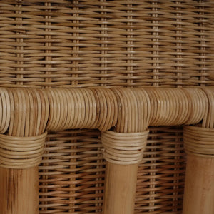 Bramble Hampton Rattan Wing Chair In Natural Rattan W/ Spivey Rost Fabric-Bramble-Blue Hand Home