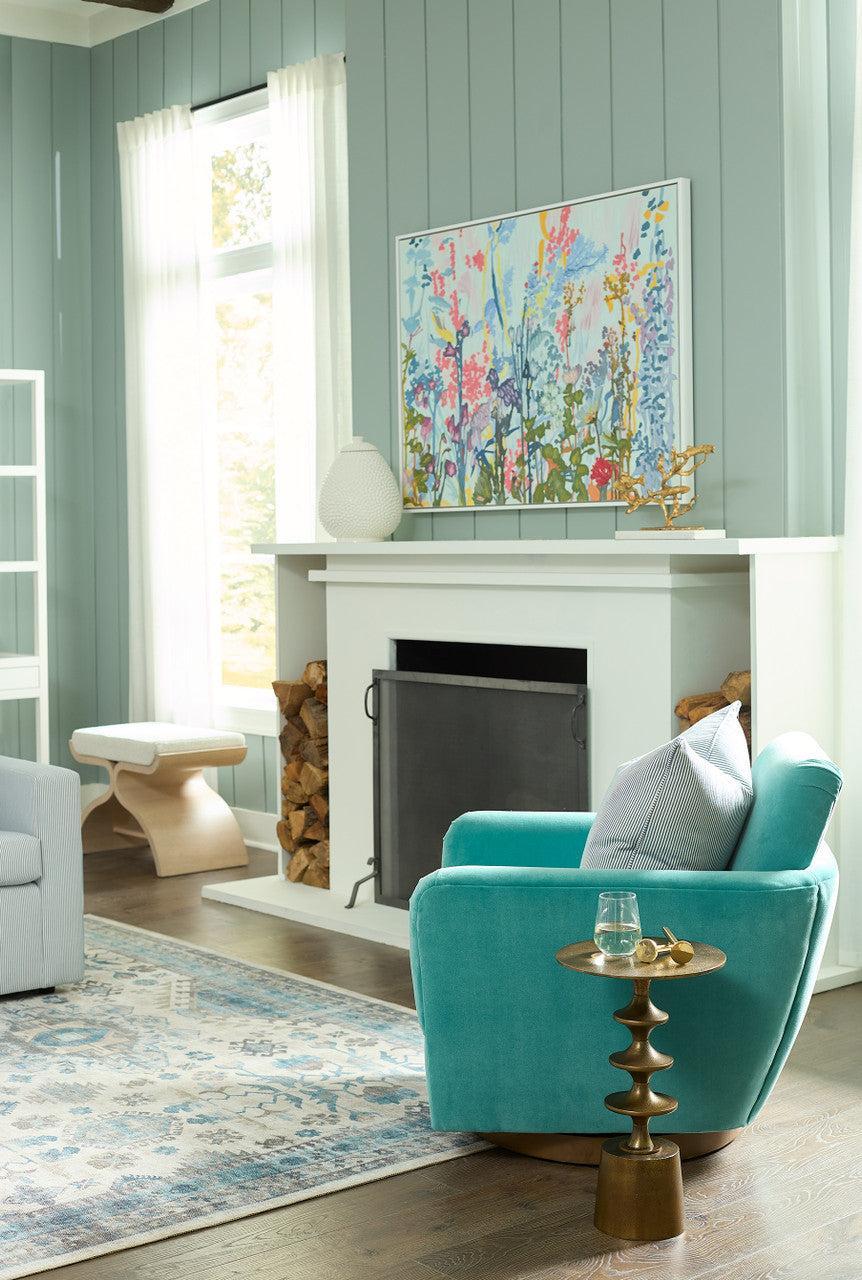 Harmon Small Accent Table, Antique Brass-Blue Hand Home