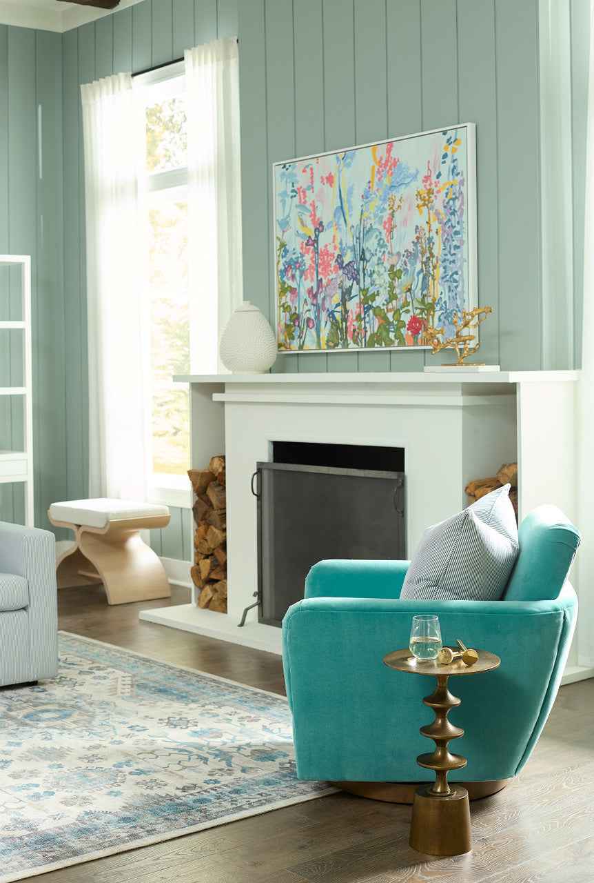 Harmon Small Accent Table, Antique Brass-Blue Hand Home